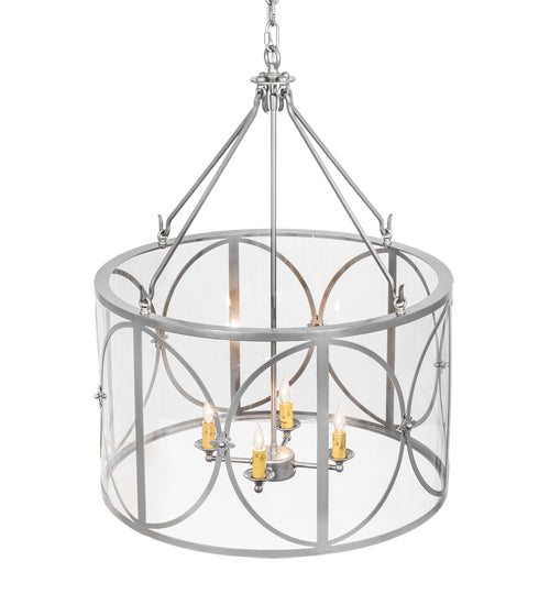 Meyda Lighting Penelope 24" 4-Light Nickel Powdercoat Pendant Light With Clear Crystal Idalight Shade
