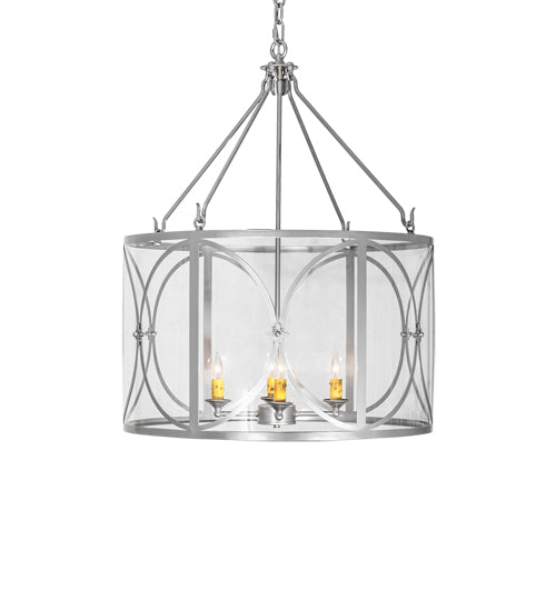 Meyda Lighting Penelope 24" 4-Light Nickel Powdercoat Pendant Light With Clear Crystal Idalight Shade