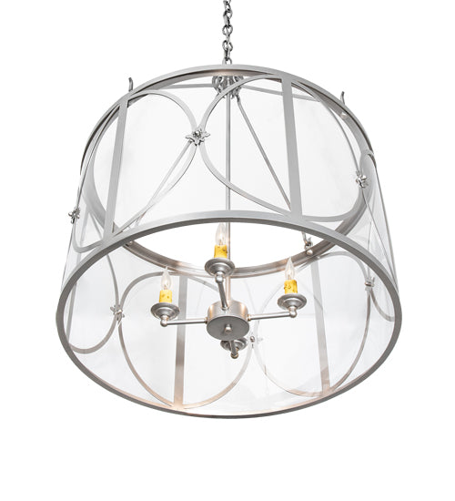 Meyda Lighting Penelope 24" 4-Light Nickel Powdercoat Pendant Light With Clear Crystal Idalight Shade