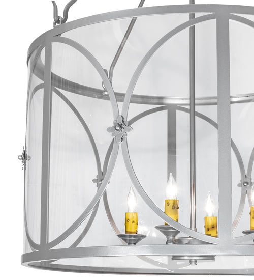 Meyda Lighting Penelope 24" 4-Light Nickel Powdercoat Pendant Light With Clear Crystal Idalight Shade
