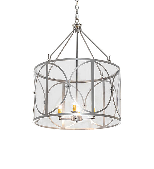 Meyda Lighting Penelope 24" 4-Light Nickel Powdercoat Pendant Light With Clear Crystal Idalight Shade