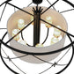 Meyda Lighting Penelope 247352 60" 8-Light Black Pendant Light With Natural Textrene Shade