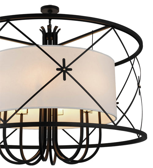 Meyda Lighting Penelope 247352 60" 8-Light Black Pendant Light With Natural Textrene Shade