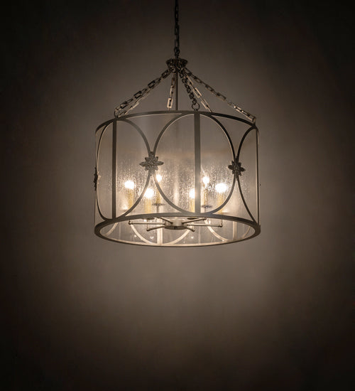Meyda Lighting Penelope 30" 6-Light Light Sandstone Pendant Light With Rainstone Idalight Shade