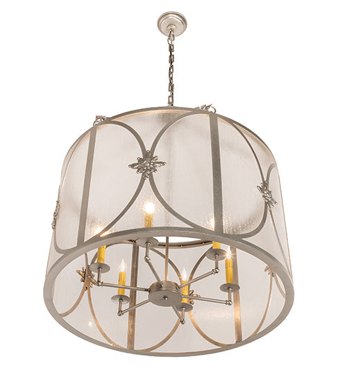 Meyda Lighting Penelope 30" 6-Light Light Sandstone Pendant Light With Rainstone Idalight Shade