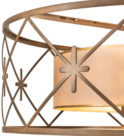 Meyda Lighting Penelope 36" 6-Light Antique Copper Pendant Light With Gold Organza Shade
