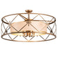 Meyda Lighting Penelope 36" 6-Light Antique Copper Pendant Light With Gold Organza Shade