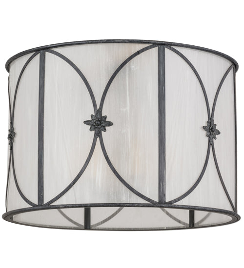 Meyda Lighting Penelope 36" 6-Light Antique Iron Gate Pendant Light With White Contrail Mist Idalight Shade