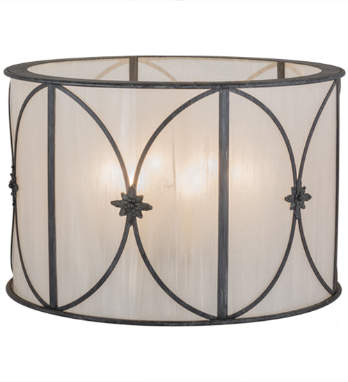 Meyda Lighting Penelope 36" 6-Light Antique Iron Gate Pendant Light With White Contrail Mist Idalight Shade