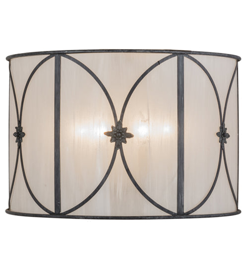 Meyda Lighting Penelope 36" 6-Light Antique Iron Gate Pendant Light With White Contrail Mist Idalight Shade