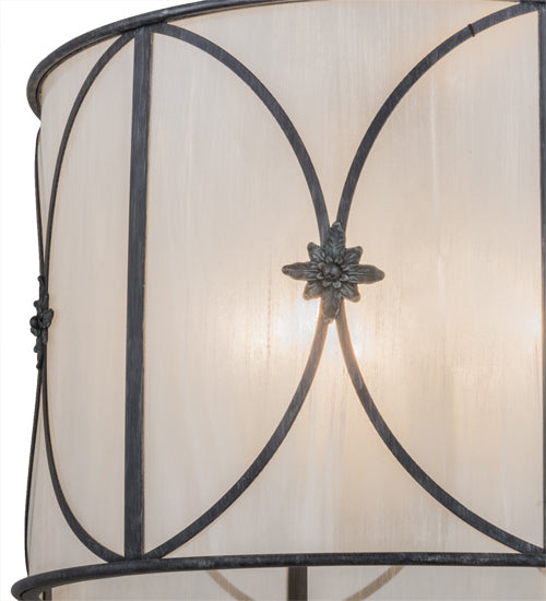 Meyda Lighting Penelope 36" 6-Light Antique Iron Gate Pendant Light With White Contrail Mist Idalight Shade