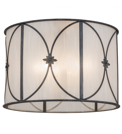 Meyda Lighting Penelope 36" 6-Light Antique Iron Gate Pendant Light With White Contrail Mist Idalight Shade