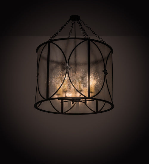 Meyda Lighting Penelope 37" 8-Light Textured Black & Nickel Pendant Light With Rainstone Idalight Shade