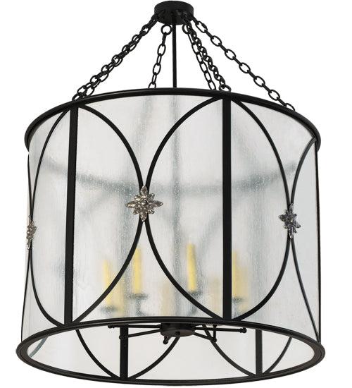 Meyda Lighting Penelope 37" 8-Light Textured Black & Nickel Pendant Light With Rainstone Idalight Shade