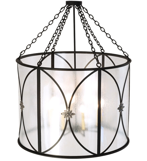 Meyda Lighting Penelope 37" 8-Light Textured Black & Nickel Pendant Light With Rainstone Idalight Shade