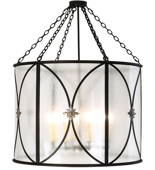 Meyda Lighting Penelope 37" 8-Light Textured Black & Nickel Pendant Light With Rainstone Idalight Shade