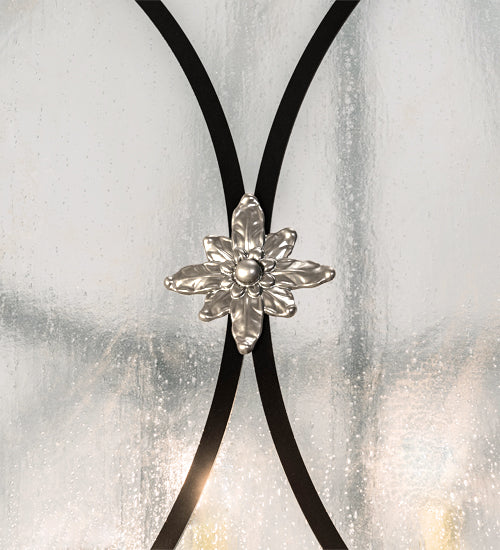 Meyda Lighting Penelope 37" 8-Light Textured Black & Nickel Pendant Light With Rainstone Idalight Shade