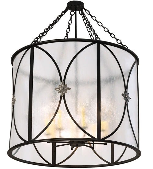 Meyda Lighting Penelope 37" 8-Light Textured Black & Nickel Pendant Light With Rainstone Idalight Shade