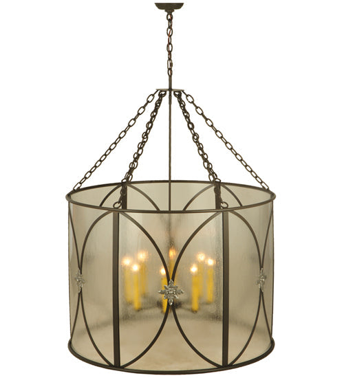 Meyda Lighting Penelope 37" 8-Light Timeless Bronze Pendant Light With Rainstone Idalight Shade