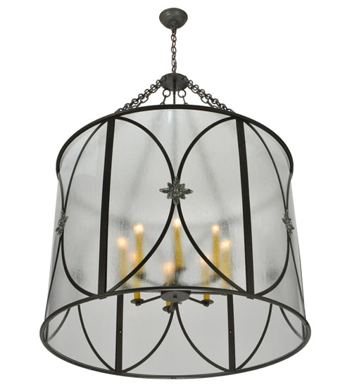 Meyda Lighting Penelope 37" 8-Light Timeless Bronze Pendant Light With Rainstone Idalight Shade