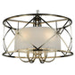Meyda Lighting Penelope 39" 6-Light Brushed Nickel Pendant Light With White Shantung Silkette Shade Glass