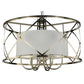 Meyda Lighting Penelope 39" 6-Light Brushed Nickel Pendant Light With White Shantung Silkette Shade Glass