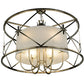Meyda Lighting Penelope 39" 6-Light Brushed Nickel Pendant Light With White Shantung Silkette Shade Glass