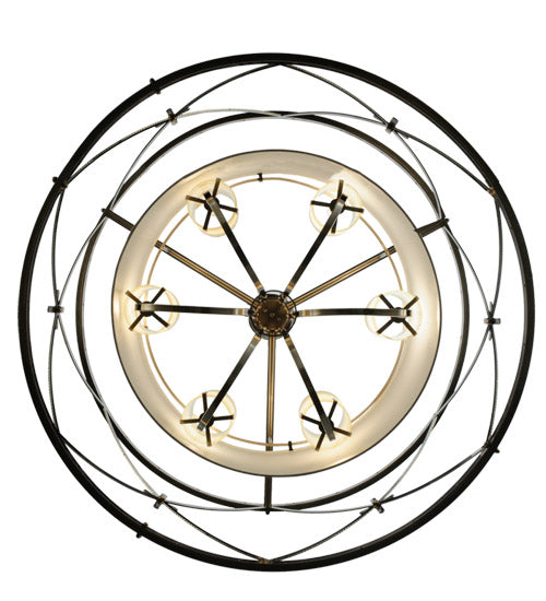 Meyda Lighting Penelope 39" 6-Light Brushed Nickel Pendant Light With White Shantung Silkette Shade Glass