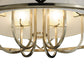 Meyda Lighting Penelope 39" 6-Light Brushed Nickel Pendant Light With White Shantung Silkette Shade Glass
