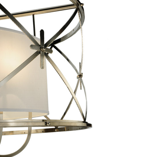 Meyda Lighting Penelope 39" 6-Light Brushed Nickel Pendant Light With White Shantung Silkette Shade Glass