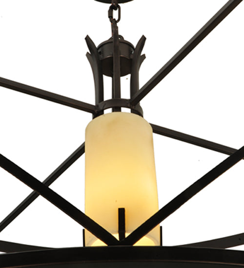 Meyda Lighting Penelope 48" 6-Light Mahogany Bronze Pendant Light With Provostone Idalight Shade Glass