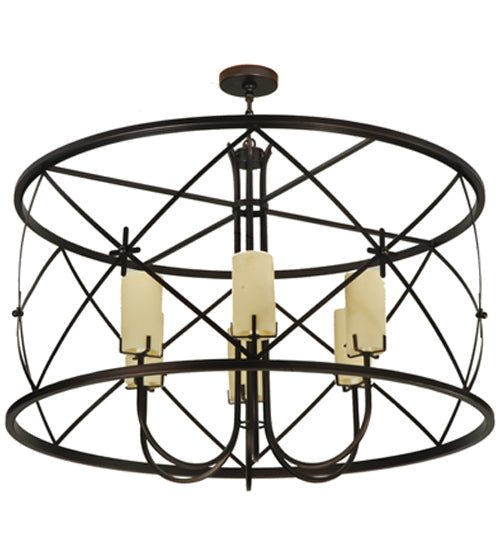 Meyda Lighting Penelope 48" 6-Light Mahogany Bronze Pendant Light With Provostone Idalight Shade Glass