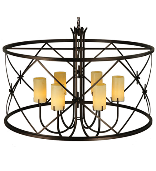 Meyda Lighting Penelope 48" 6-Light Mahogany Bronze Pendant Light With Provostone Idalight Shade Glass