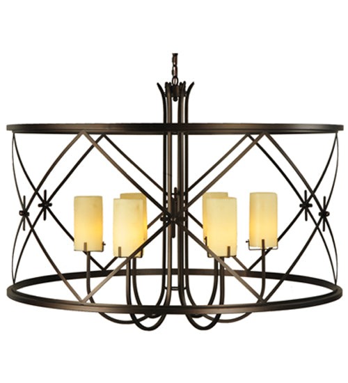 Meyda Lighting Penelope 48" 6-Light Mahogany Bronze Pendant Light With Provostone Idalight Shade Glass