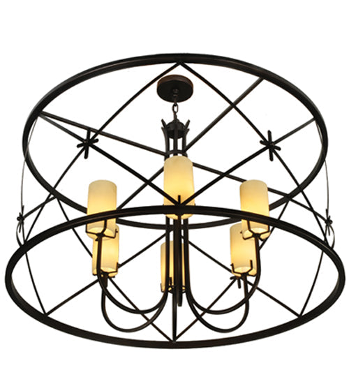 Meyda Lighting Penelope 48" 6-Light Mahogany Bronze Pendant Light With Provostone Idalight Shade Glass