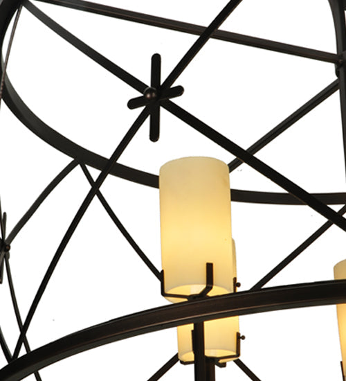 Meyda Lighting Penelope 48" 6-Light Mahogany Bronze Pendant Light With Provostone Idalight Shade Glass