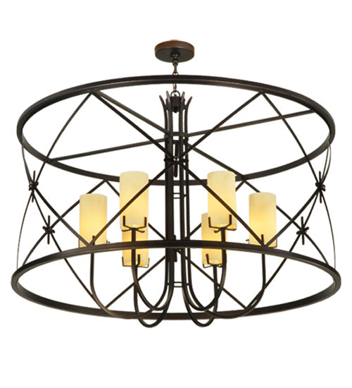 Meyda Lighting Penelope 48" 6-Light Mahogany Bronze Pendant Light With Provostone Idalight Shade Glass