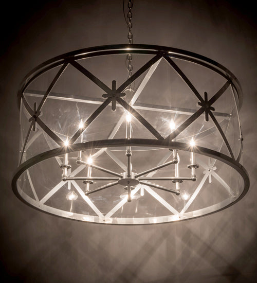 Meyda Lighting Penelope 48" 8-Light Extreme Chrome Pendant Light With Crystal Idalight Shade Glass