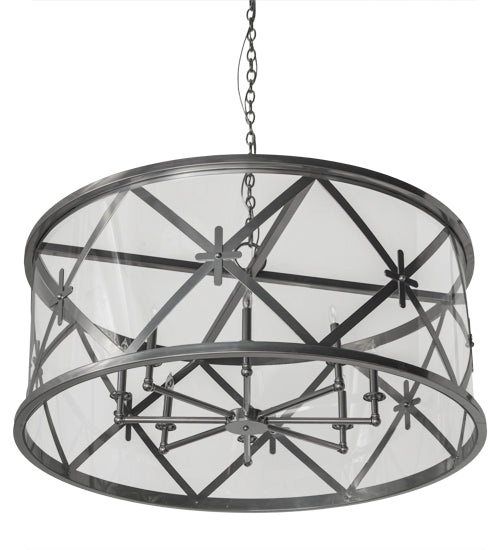 Meyda Lighting Penelope 48" 8-Light Extreme Chrome Pendant Light With Crystal Idalight Shade Glass