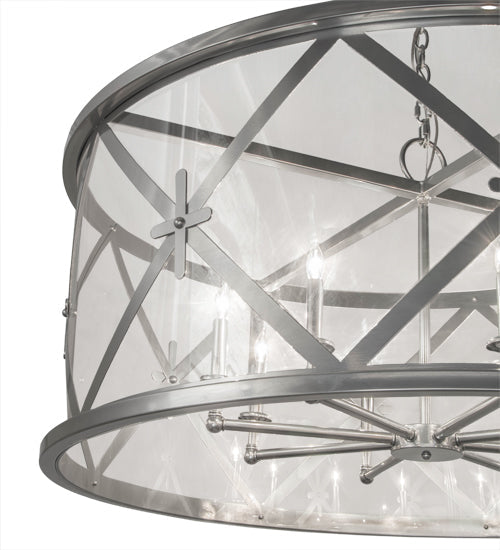Meyda Lighting Penelope 48" 8-Light Extreme Chrome Pendant Light With Crystal Idalight Shade Glass