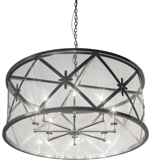 Meyda Lighting Penelope 48" 8-Light Extreme Chrome Pendant Light With Crystal Idalight Shade Glass