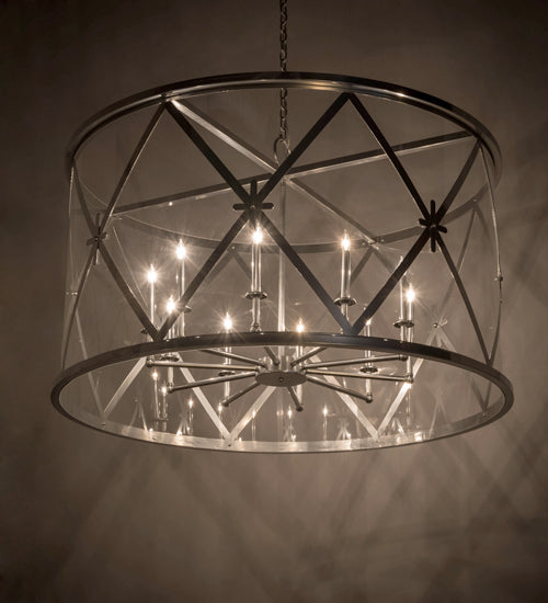 Meyda Lighting Penelope 54" 10-Light Extreme Chrome Pendant Light With Clear Crystal Idalight Shade Glass