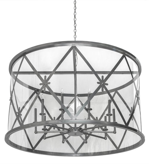Meyda Lighting Penelope 54" 10-Light Extreme Chrome Pendant Light With Clear Crystal Idalight Shade Glass