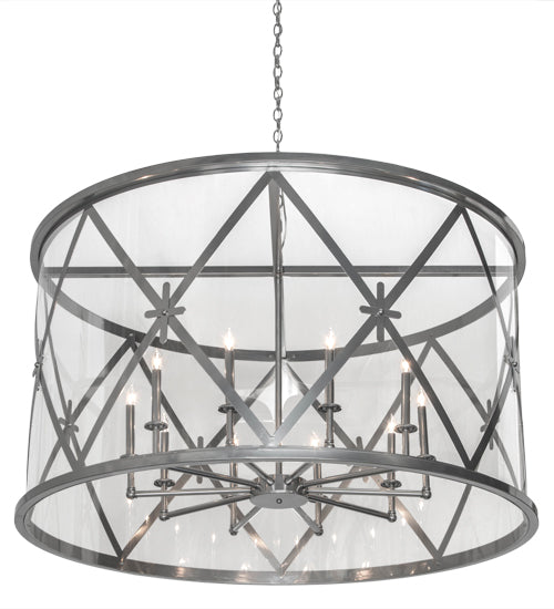 Meyda Lighting Penelope 54" 10-Light Extreme Chrome Pendant Light With Clear Crystal Idalight Shade Glass