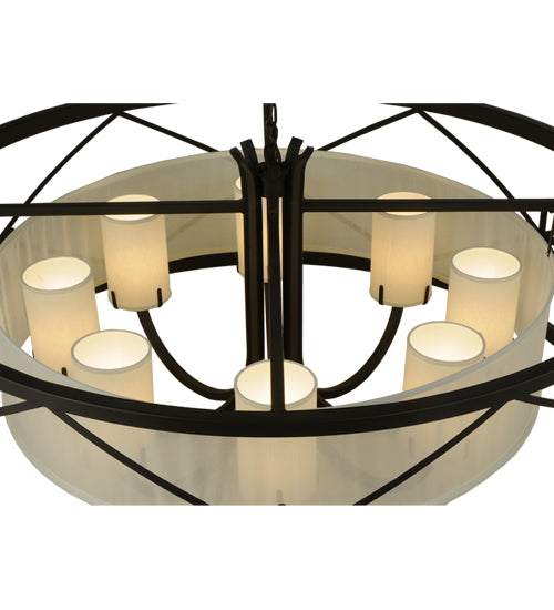 Meyda Lighting Penelope 54" 8-Light Oil Rubbed Bronze Pendant Light With Crisp White TextraLite Shade