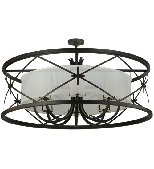 Meyda Lighting Penelope 54" 8-Light Oil Rubbed Bronze Pendant Light With Crisp White TextraLite Shade