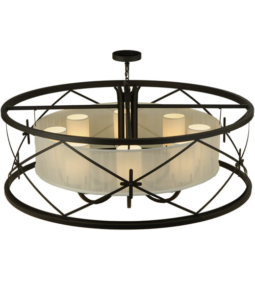 Meyda Lighting Penelope 54" 8-Light Oil Rubbed Bronze Pendant Light With Crisp White TextraLite Shade