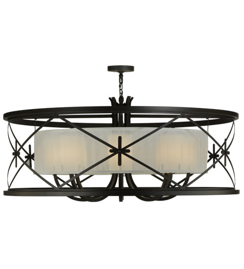 Meyda Lighting Penelope 54" 8-Light Oil Rubbed Bronze Pendant Light With Crisp White TextraLite Shade