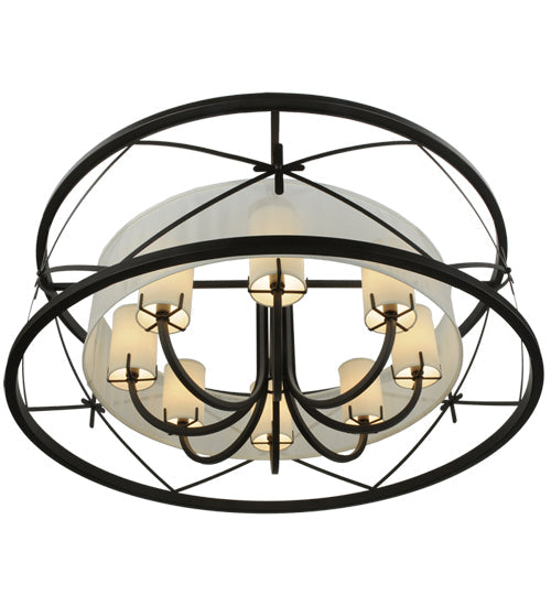 Meyda Lighting Penelope 54" 8-Light Oil Rubbed Bronze Pendant Light With Crisp White TextraLite Shade