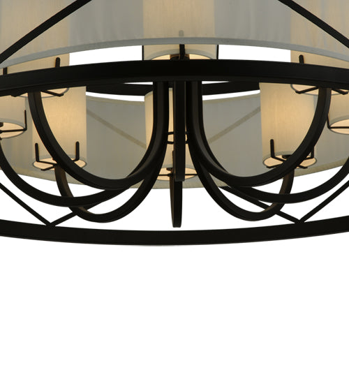 Meyda Lighting Penelope 54" 8-Light Oil Rubbed Bronze Pendant Light With Crisp White TextraLite Shade